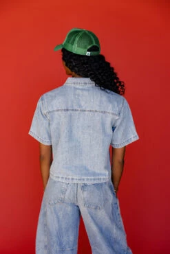 Short Sleeve Denim Button Down Blouse: Relaxed Western Style 20 Short Sleeve Denim Button Down Blouse: Relaxed Western Style -ROOLEE FASHION SHOP 7W4A5197 eacaf9e1 85e4 484f 91c0 c13bfa48ab62