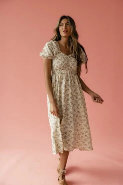 Floral Puff Sleeve Mini Dress with Pockets & Shirred Bodice