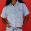 Short Sleeve Denim Button Down Blouse: Relaxed Western Style 2 Short Sleeve Denim Button Down Blouse: Relaxed Western Style -ROOLEE FASHION SHOP 7W4A5202 751d66f2 7b20 4e05 8853 cb66263c2d76
