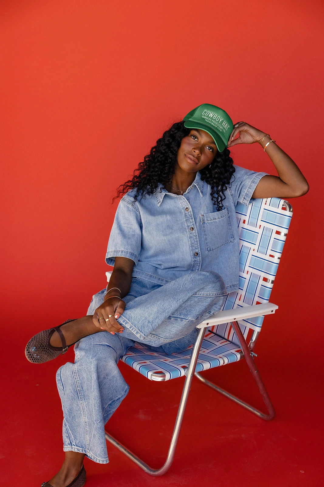 Short Sleeve Denim Button Down Blouse: Relaxed Western Style 8 Short Sleeve Denim Button Down Blouse: Relaxed Western Style - Image 6