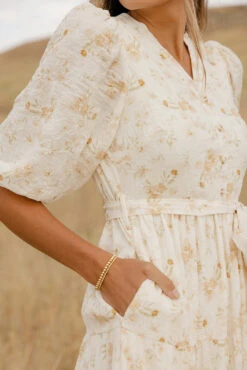 Floral Tiered Midi Dress with Pockets and Tie Waist -ROOLEE FASHION SHOP 7W4A5226