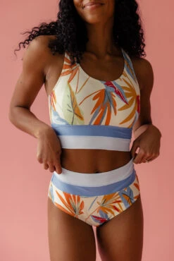 High Support Racerback Swim Crop Top - UPF 50 Recycled Fabric