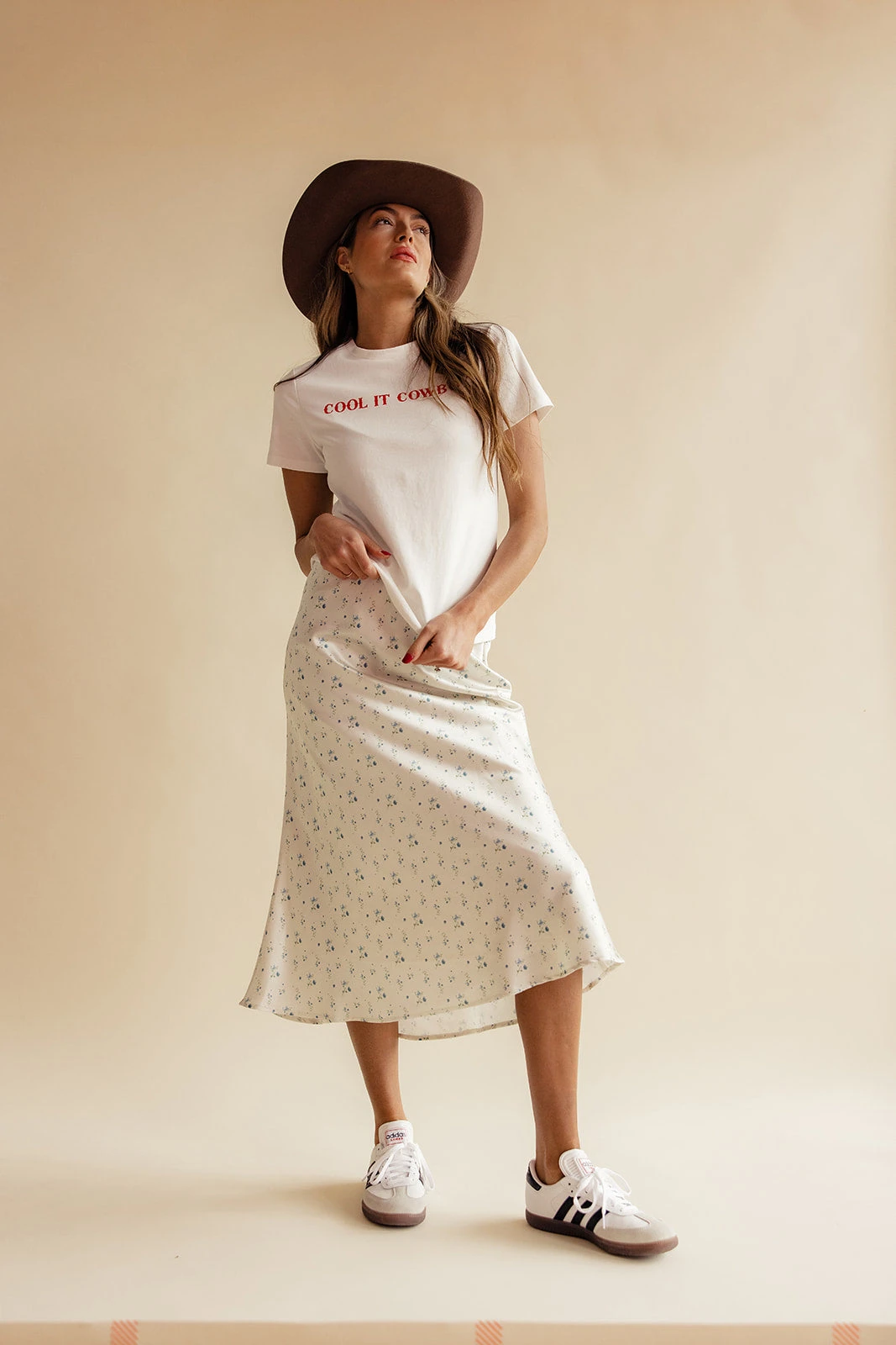 Floral Satin Midi Skirt - Flowy Romantic Print with Elastic Waist 5 Floral Satin Midi Skirt - Flowy Romantic Print with Elastic Waist - Image 3