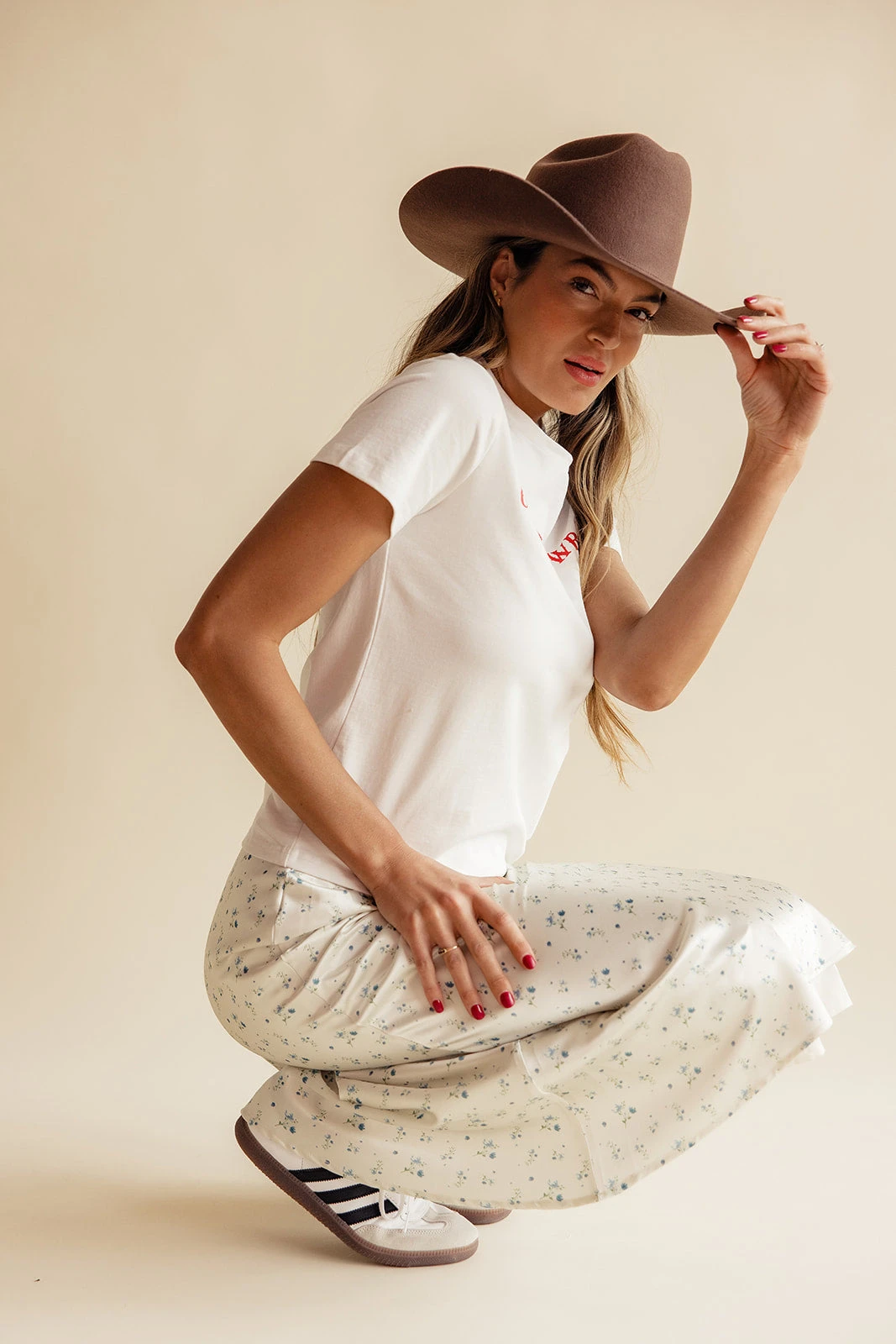 Floral Satin Midi Skirt - Flowy Romantic Print with Elastic Waist 4 Floral Satin Midi Skirt - Flowy Romantic Print with Elastic Waist - Image 2