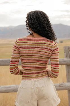 Striped Button-Up Cardigan - Colorful Tight-Knit Stretchy Sweater -ROOLEE FASHION SHOP 7W4A5355 f03a1b14 3175 4f88 b802 6da4b1ea2e81