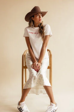 Western Graphic Tee - Cool It Cowboy White Crew Neck T-Shirt -ROOLEE FASHION SHOP 7W4A5357