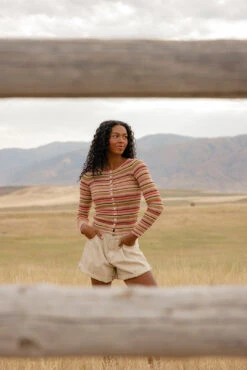 Striped Button-Up Cardigan - Colorful Tight-Knit Stretchy Sweater -ROOLEE FASHION SHOP 7W4A5382