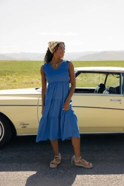 Smocked Flutter Sleeve Dress - High-Comfort Summer Bodice Dress -ROOLEE FASHION SHOP 7W4A5423 e4c34aef f432 43ed b1b8 247d4027b607