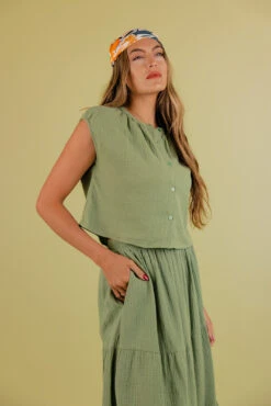 Mandarin Collar Button Blouse - Elegant Cap Sleeve Top -ROOLEE FASHION SHOP 7W4A5444 c1eaa6a6 bad4 4adc b0e0 bd86f5a725c6