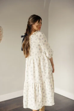 Floral Gauze Midi Dress with Tiered Skirt and Pockets -ROOLEE FASHION SHOP 7W4A5447 f80a60d2 fa2e 4c26 84b7 dbed3078cd47