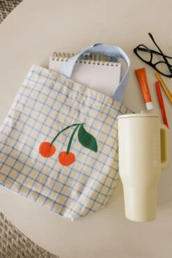 Very Cherry Foldable Cotton Pocket Tote - Reusable Market Bag
