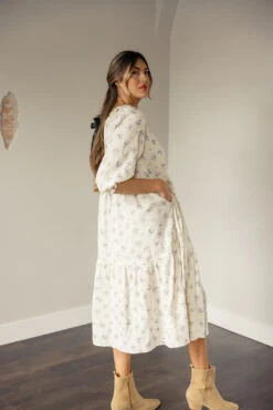 Floral Gauze Midi Dress with Tiered Skirt and Pockets -ROOLEE FASHION SHOP 7W4A5453 32ee7aed 26d0 4d3e b7b0 b7177e93dfb7