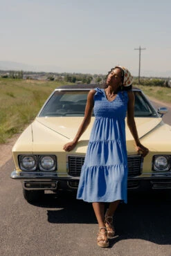 Smocked Flutter Sleeve Dress - High-Comfort Summer Bodice Dress -ROOLEE FASHION SHOP 7W4A5475 f0b0a519 0a28 4b37 8ee3 13b1c29885d3