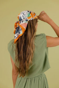 Vibrant Citrus Silky Hair Scarf & Versatile Fashion Accessory