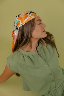 Vibrant Citrus Silky Hair Scarf & Versatile Fashion Accessory -ROOLEE FASHION SHOP 7W4A5498