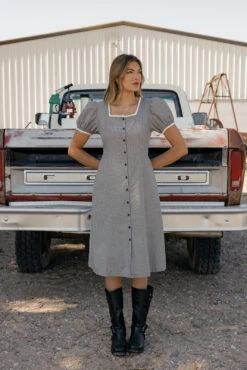 Independence Navy Gingham Square Neck Dress with Tie Back -ROOLEE FASHION SHOP 7W4A5514 459a25c9 ea51 4fcd 9778 506d7ae8170e