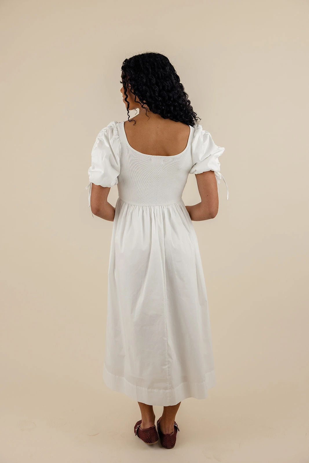 Crystal Clear Vintage Square Neck Puff Sleeve Dress with Drawstring Ties 6 Crystal Clear Vintage Square Neck Puff Sleeve Dress with Drawstring Ties - Image 4