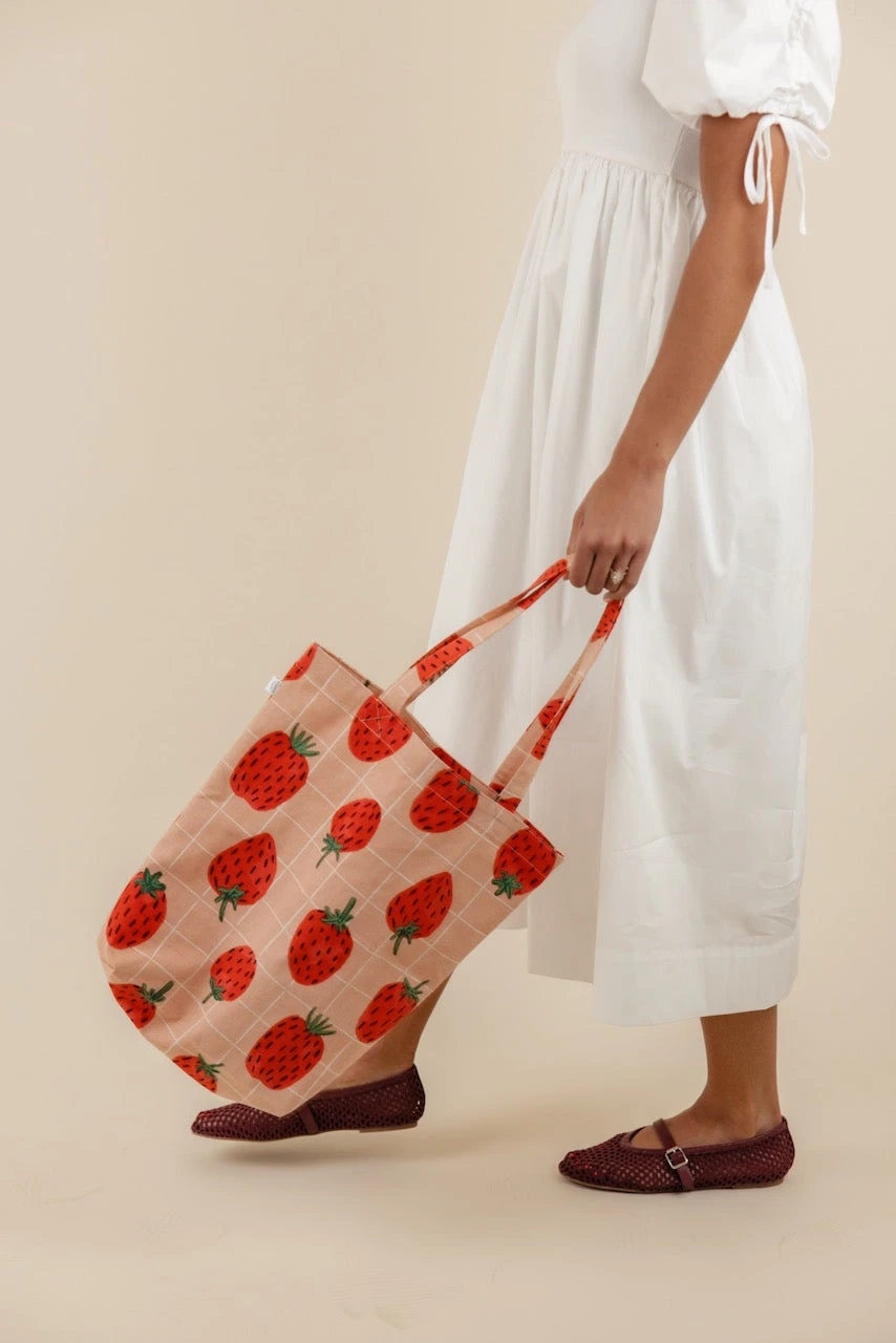 Berry Sweet Strawberry Print Cotton Tote - Versatile Everyday Market Bag 7 Berry Sweet Strawberry Print Cotton Tote - Versatile Everyday Market Bag - Image 5