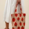 Berry Sweet Strawberry Print Cotton Tote - Versatile Everyday Market Bag -ROOLEE FASHION SHOP 7W4A5583