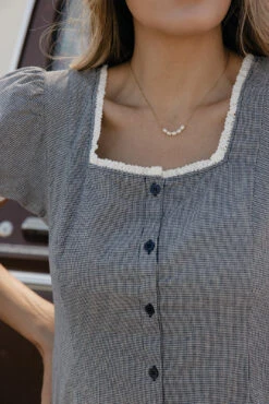 Independence Navy Gingham Square Neck Dress with Tie Back -ROOLEE FASHION SHOP 7W4A5583 acd90086 bbc5 49c1 9a8a b26965ddee53