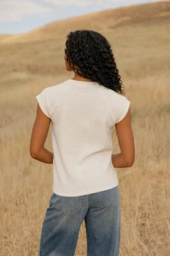 Soft Textured Cap Sleeve Raglan Tee in White -ROOLEE FASHION SHOP 7W4A5600 ee5fef1e 3ea0 41b0 bfb3 78ad08c98e7a