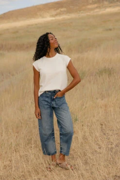 Soft Textured Cap Sleeve Raglan Tee in White -ROOLEE FASHION SHOP 7W4A5610 3b6e852a 8b74 4a1b aeba 9b97d8eb9672