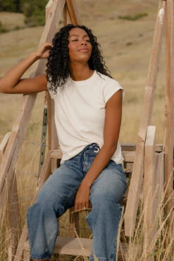 Soft Textured Cap Sleeve Raglan Tee in White -ROOLEE FASHION SHOP 7W4A5623 2d082251 4eb4 4e8d aa84 d29b6d19cce9