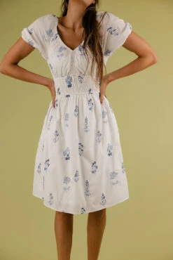 Floral Embroidered V-Neck Dress with Puff Sleeves and Pockets -ROOLEE FASHION SHOP 7W4A5624 2b600964 0ae8 4ef6 9b23 255e6e136d67