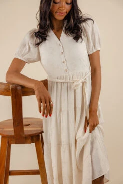 Floral V-Neck Tiered Maxi Dress with Puff Sleeves and Pockets -ROOLEE FASHION SHOP 7W4A5662