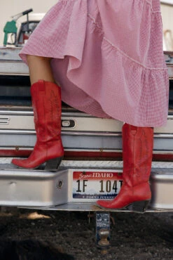 Izabella Western Cowboy Boots with Contrasted Embroidery -ROOLEE FASHION SHOP 7W4A5723