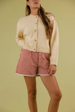 Festive Gingham Christmas Pajama Shorts for Women with Lace Trim -ROOLEE FASHION SHOP 7W4A5858 d06c8339 1c72 465a 86f0 5c3e6236672d