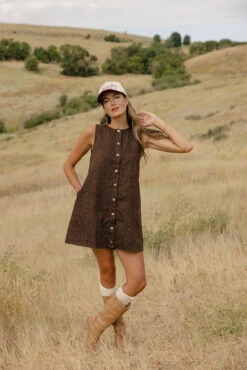 Leopard Print Denim Mini Dress - Button Front Tank Style