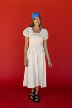 Smocked Puff Sleeve Midi Dress - More Than A Feeling Casual Summer Dress -ROOLEE FASHION SHOP 7W4A5933 1