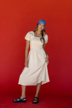 Smocked Puff Sleeve Midi Dress - More Than A Feeling Casual Summer Dress -ROOLEE FASHION SHOP 7W4A5961