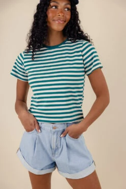 Striped Relaxed Boxy Tee - Soft and Stretchy Casual Top -ROOLEE FASHION SHOP 7W4A6014 a3265a47 b41b 4737 9982 7fdac698c256