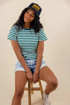 Striped Relaxed Boxy Tee - Soft and Stretchy Casual Top -ROOLEE FASHION SHOP 7W4A6017