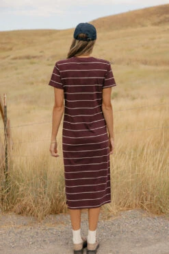 Striped Midi T-Shirt Dress with Asymmetrical Side Slit -ROOLEE FASHION SHOP 7W4A6017 21ddc4ef 1225 4d15 bb01 30a1ab6acf1e