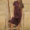 Striped Midi T-Shirt Dress with Asymmetrical Side Slit -ROOLEE FASHION SHOP 7W4A6019 8270afb3 4733 4df1 99d2 23b2872e9b79