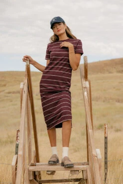 Striped Midi T-Shirt Dress with Asymmetrical Side Slit -ROOLEE FASHION SHOP 7W4A6030 88902ee0 128c 46e3 a956 02216eec27cc