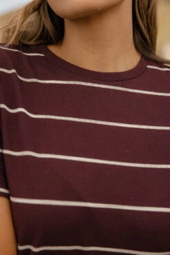 Striped Midi T-Shirt Dress with Asymmetrical Side Slit -ROOLEE FASHION SHOP 7W4A6055