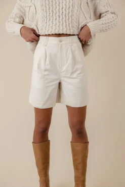 Let Me Be Pleated Bermuda Shorts with Elastic Waistband