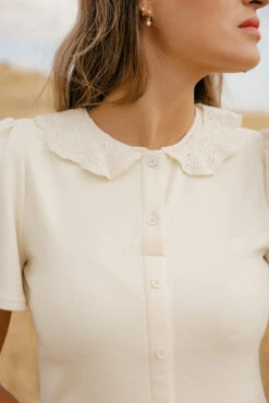 Ivory Lace Button Down Dress - Vintage Collared & Nursing Friendly -ROOLEE FASHION SHOP 7W4A6099