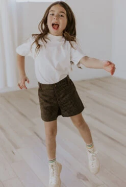 Mini Milo Gingham Shorts for Kids - Stylish Brown & Black Summer Wear -ROOLEE FASHION SHOP 7W4A6217 57d97752 c6f1 47e1 bb43 c93d8254566a