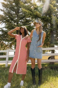 Red and White Striped V-Neck Slim Fit Summer Dress -ROOLEE FASHION SHOP 7W4A6234 de8ad325 3313 4daa 98d7 2eecdcdb1316