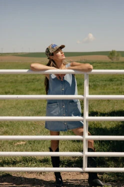 Sleeveless Denim Button-Down Mini Dress with Pockets -ROOLEE FASHION SHOP 7W4A6297