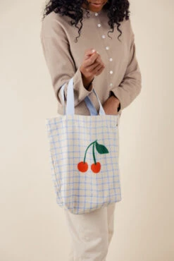 Very Cherry Foldable Cotton Pocket Tote - Reusable Market Bag -ROOLEE FASHION SHOP 7W4A6419