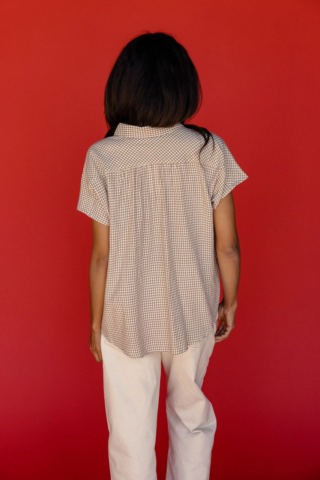 Randy Brown Gingham Relaxed Fit Button Down Blouse 6 Randy Brown Gingham Relaxed Fit Button Down Blouse - Image 4