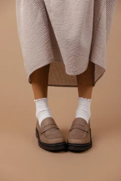 Taupe Leather Lug Sole Loafers - Versatile Non-Slip Comfort Shoes 7 Taupe Leather Lug Sole Loafers - Versatile Non-Slip Comfort Shoes -ROOLEE FASHION SHOP 7W4A6496