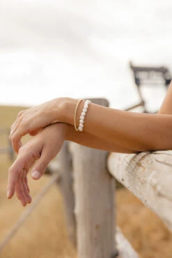 Dainty Gold Beaded Bracelet - Minimalist Stackable Jewelry