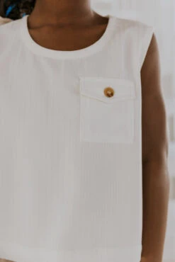 Kids' Mini Simi Detail Tank - Versatile White Spring Top -ROOLEE FASHION SHOP 7W4A6570